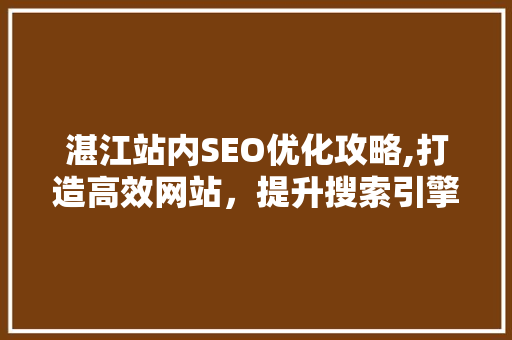 湛江站内SEO优化攻略,打造高效网站，提升搜索引擎排名
