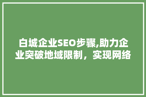白城企业SEO步骤,助力企业突破地域限制，实现网络营销新篇章