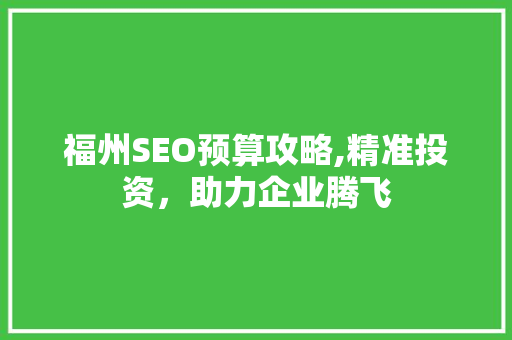 福州SEO预算攻略,精准投资，助力企业腾飞