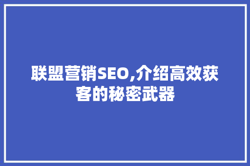 联盟营销SEO,介绍高效获客的秘密武器