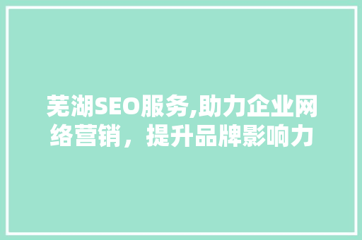 芜湖SEO服务,助力企业网络营销，提升品牌影响力