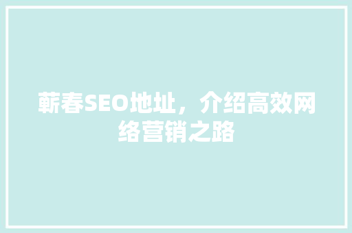 蕲春SEO地址，介绍高效网络营销之路