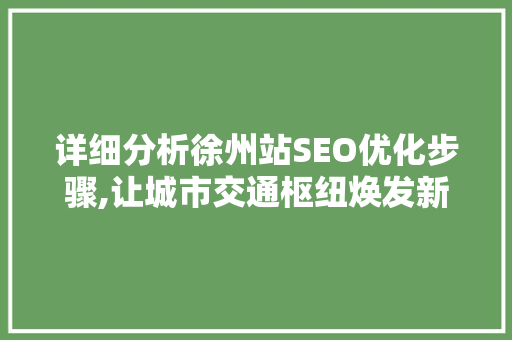 详细分析徐州站SEO优化步骤,让城市交通枢纽焕发新活力