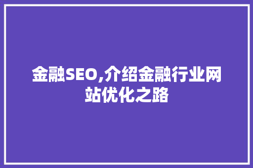 金融SEO,介绍金融行业网站优化之路