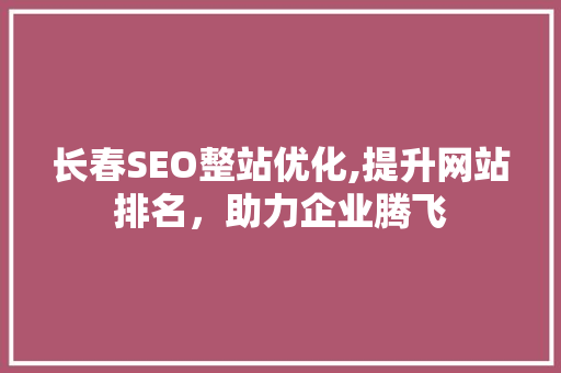 长春SEO整站优化,提升网站排名，助力企业腾飞