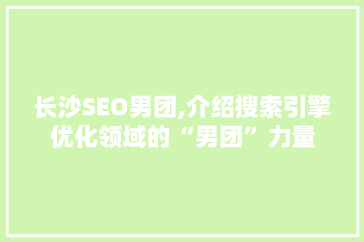 长沙SEO男团,介绍搜索引擎优化领域的“男团”力量
