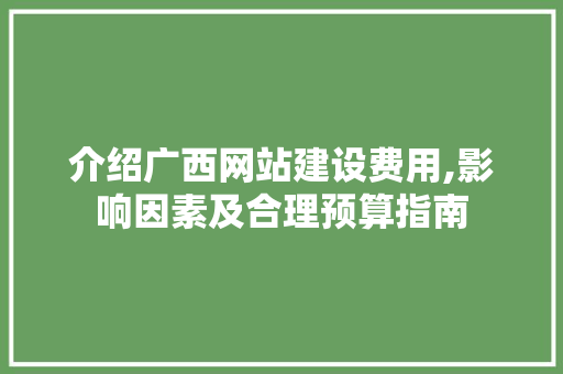 介绍广西网站建设费用,影响因素及合理预算指南