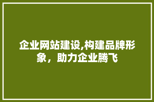 企业网站建设,构建品牌形象，助力企业腾飞