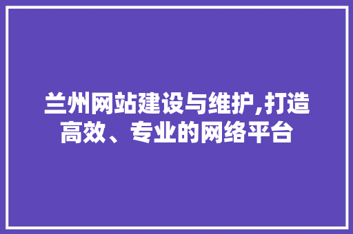 兰州网站建设与维护,打造高效、专业的网络平台