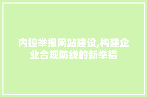 内控举报网站建设,构建企业合规防线的新举措