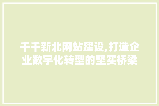 千千新北网站建设,打造企业数字化转型的坚实桥梁