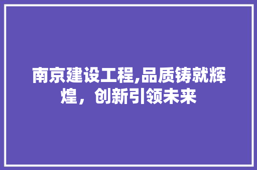 南京建设工程,品质铸就辉煌，创新引领未来