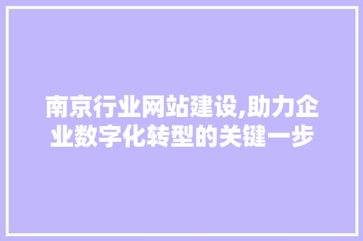南京行业网站建设,助力企业数字化转型的关键一步