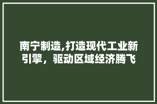 南宁制造,打造现代工业新引擎，驱动区域经济腾飞