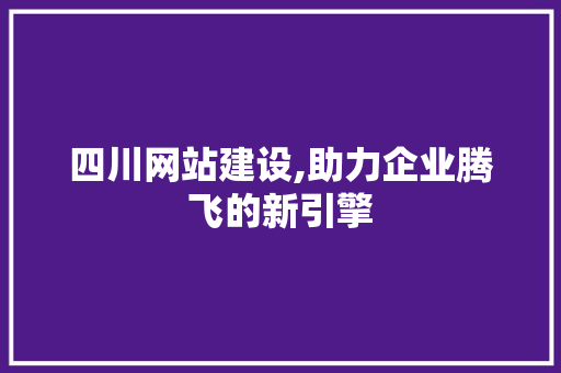 四川网站建设,助力企业腾飞的新引擎
