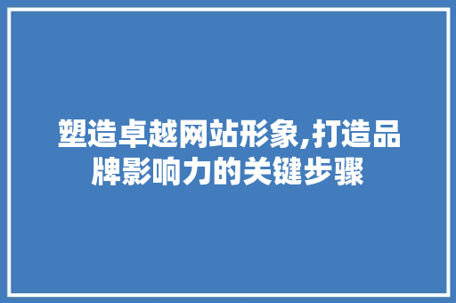 塑造卓越网站形象,打造品牌影响力的关键步骤 WordPress教程