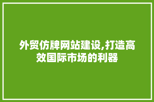 外贸仿牌网站建设,打造高效国际市场的利器