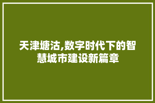 天津塘沽,数字时代下的智慧城市建设新篇章