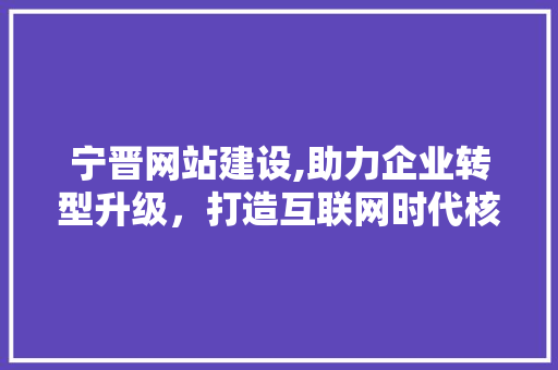 宁晋网站建设,助力企业转型升级，打造互联网时代核心竞争力