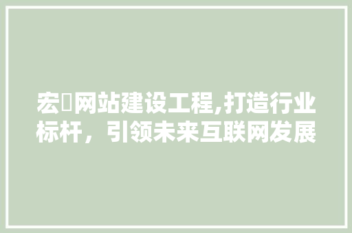 宏碁网站建设工程,打造行业标杆，引领未来互联网发展