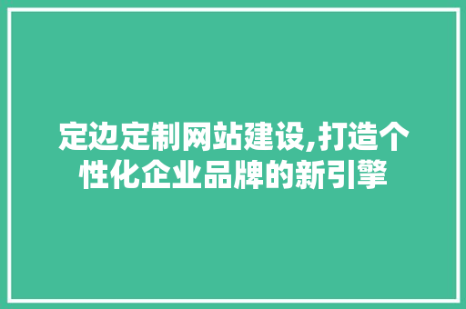 定边定制网站建设,打造个性化企业品牌的新引擎