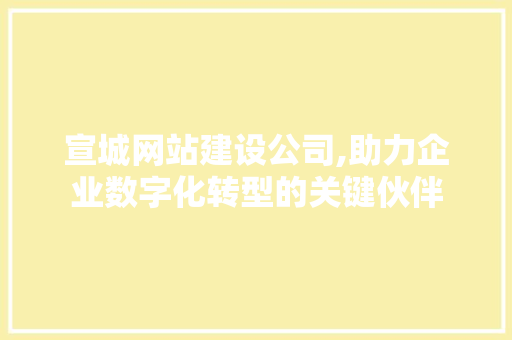 宣城网站建设公司,助力企业数字化转型的关键伙伴