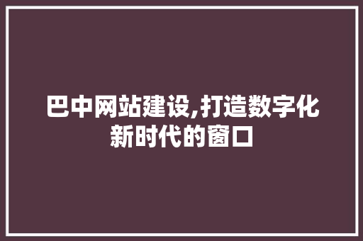 巴中网站建设,打造数字化新时代的窗口