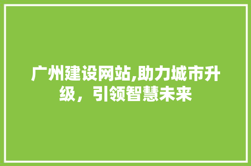 广州建设网站,助力城市升级，引领智慧未来