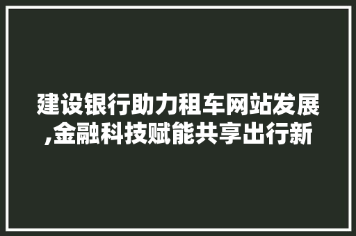 建设银行助力租车网站发展,金融科技赋能共享出行新篇章