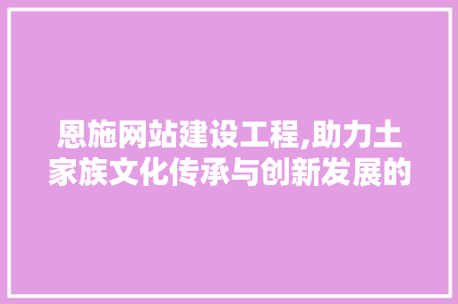 恩施网站建设工程,助力土家族文化传承与创新发展的新引擎