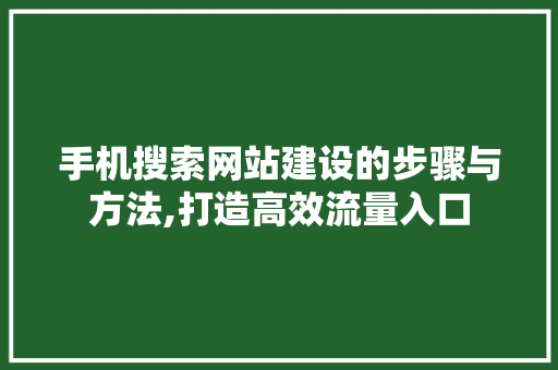 手机搜索网站建设的步骤与方法,打造高效流量入口