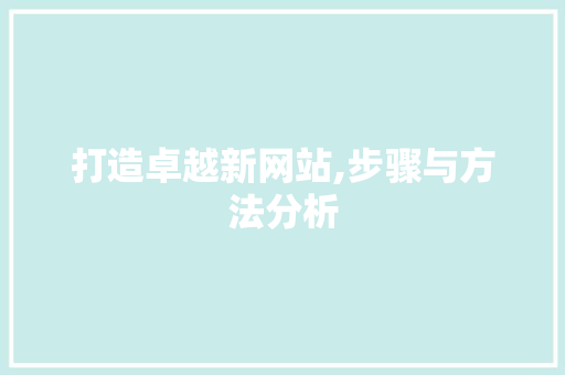 打造卓越新网站,步骤与方法分析