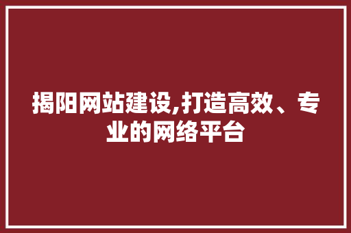 揭阳网站建设,打造高效、专业的网络平台