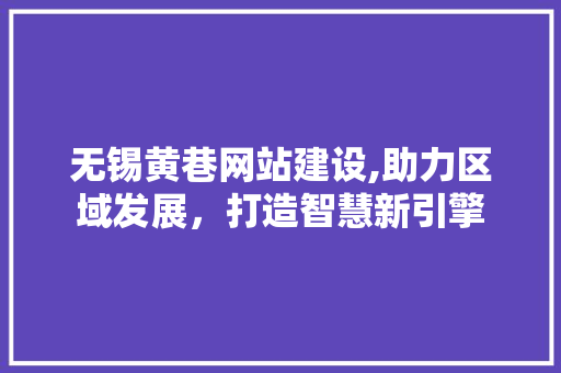 无锡黄巷网站建设,助力区域发展，打造智慧新引擎
