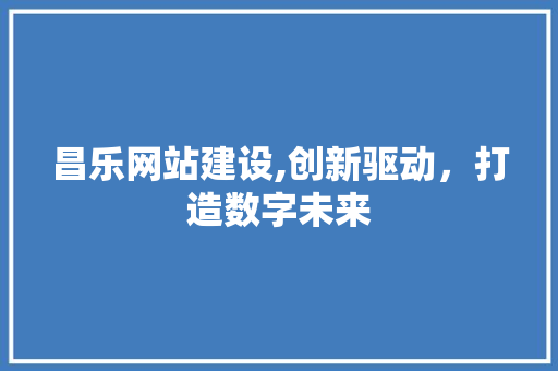 昌乐网站建设,创新驱动，打造数字未来