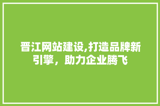晋江网站建设,打造品牌新引擎，助力企业腾飞