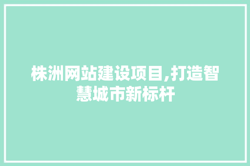株洲网站建设项目,打造智慧城市新标杆