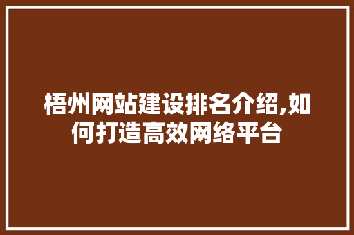 梧州网站建设排名介绍,如何打造高效网络平台