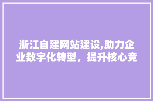 浙江自建网站建设,助力企业数字化转型，提升核心竞争力