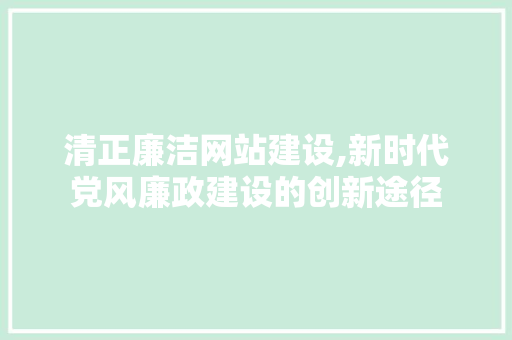 清正廉洁网站建设,新时代党风廉政建设的创新途径