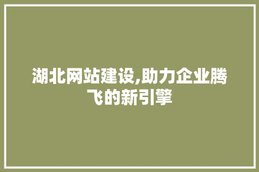 湖北网站建设,助力企业腾飞的新引擎