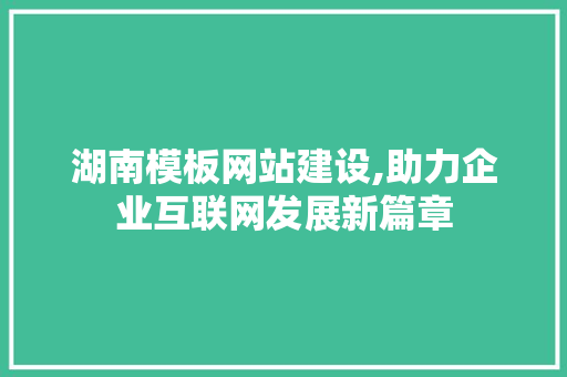 湖南模板网站建设,助力企业互联网发展新篇章