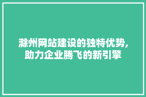 滁州网站建设的独特优势,助力企业腾飞的新引擎 SEO教程
