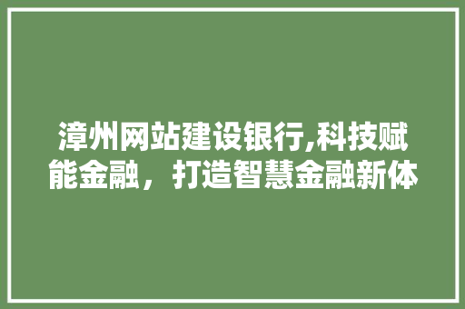 漳州网站建设银行,科技赋能金融，打造智慧金融新体验