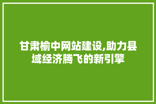 甘肃榆中网站建设,助力县域经济腾飞的新引擎