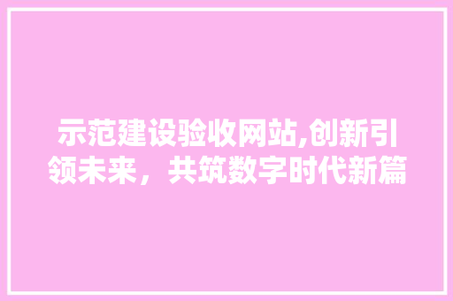 示范建设验收网站,创新引领未来，共筑数字时代新篇章