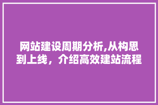网站建设周期分析,从构思到上线，介绍高效建站流程