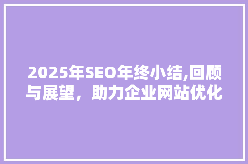 2025年SEO年终小结,回顾与展望，助力企业网站优化之路 友链在线