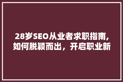 28岁SEO从业者求职指南,如何脱颖而出，开启职业新篇章 建站教程