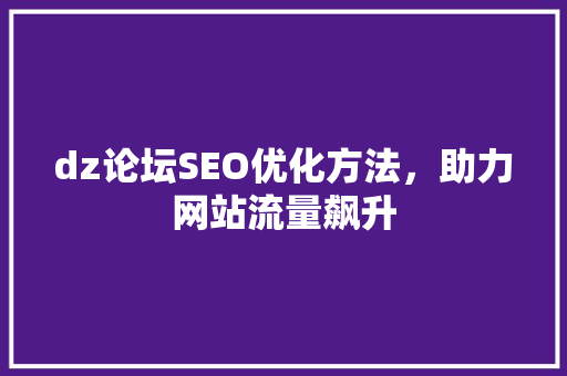 dz论坛SEO优化方法，助力网站流量飙升